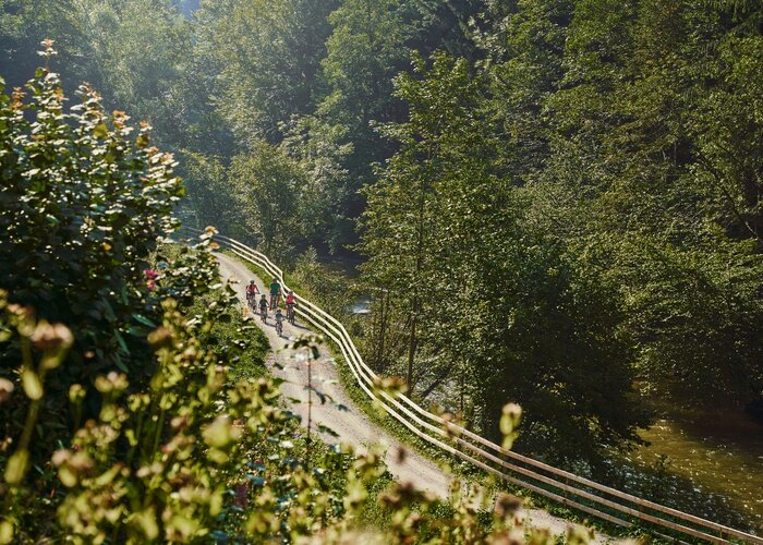 Familie beim Radfahren in der Stubenbergklamm | © Oststeiermark Tourismus | Lang-Bichl - RKP