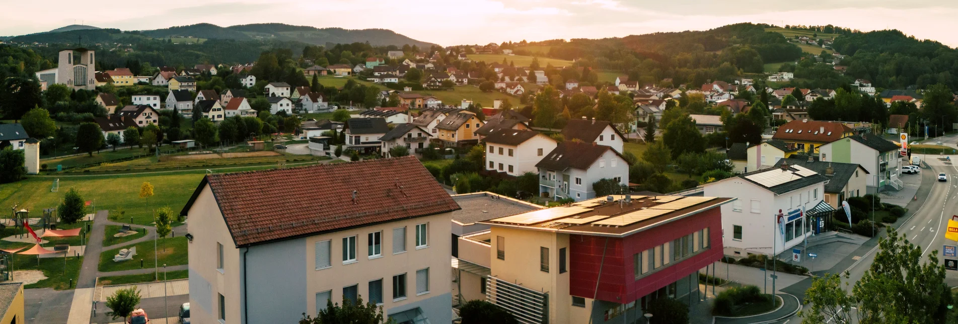 Luftaufnahme von Rohrbach an der Lafnitz in der Oststeiermark