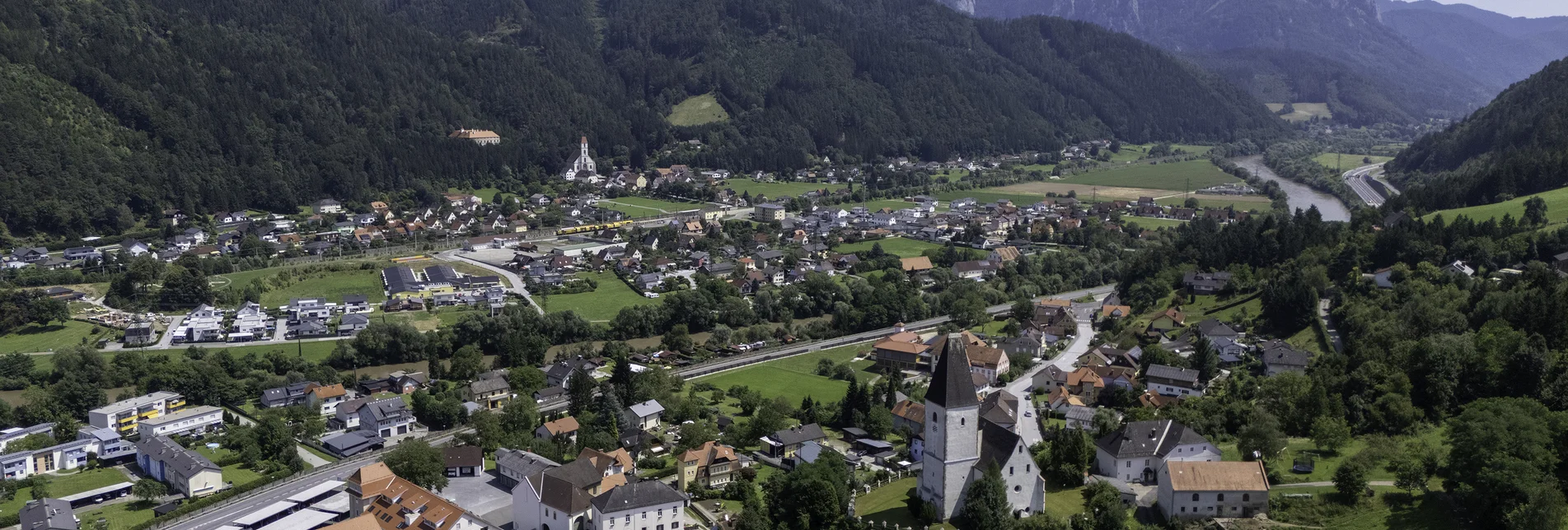 Luftaufnahme in Pernegg an der Mur