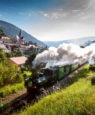 Murtalbahn mit Murau im Hintergrund | Tom Lamm | © Steiermark Tourismus