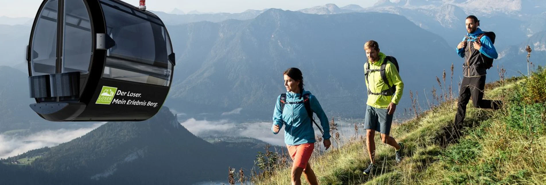 Mit der 2024 neu eröffneten Panoramabahn geht es zum Wandern auf den Loser | © Loser Bergbahnen