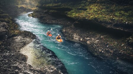 kayaking at Konglomerat gorge Plafau; Nationalpark Gesäuse | © Nationalpark Gesäuse | Stefan Leitner | Picture can only be used in connection with the nationalpark Gesäuse.