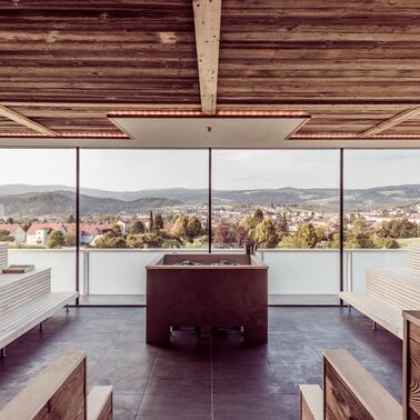 Der Ausblick der Sauna | © Therme Nova