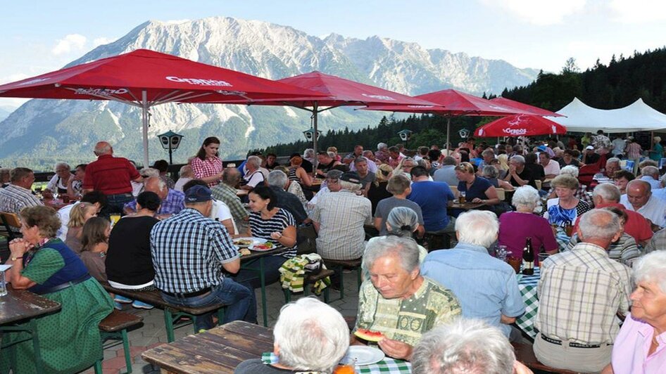 Terrasse der Pfannerhütte | © Pfannerhütte