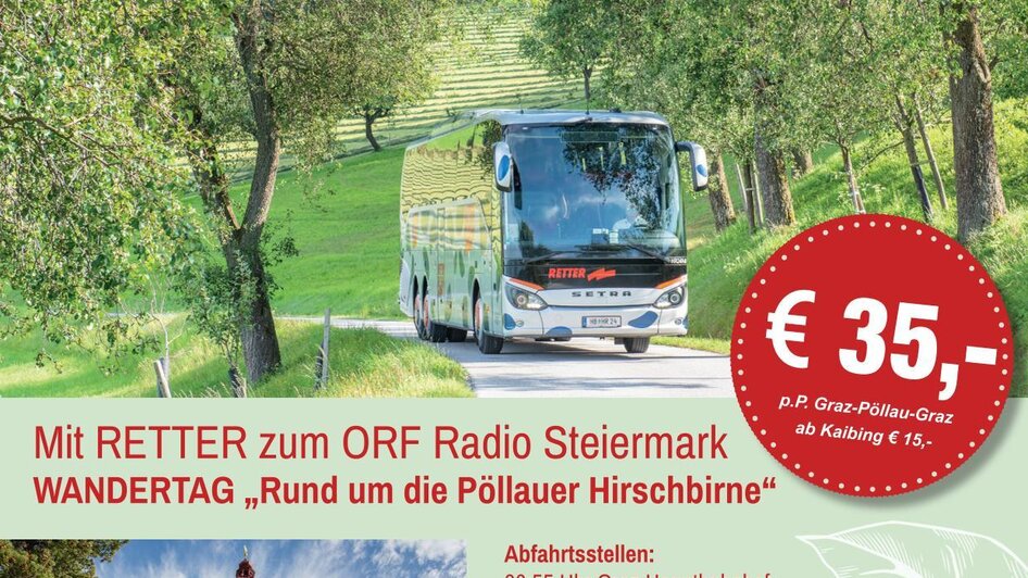 Plakat_Shuttle_Wandertag_NUPPöllau_Ostst. | © Retter Reisen