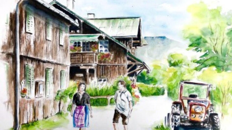 painting couple dog altaussee | Cornelia Elisabeth Pilz | © Cornelia Elisabeth Pilz Gemälde Paar Hund Altaussee | © Cornelia Elisabeth Pilz