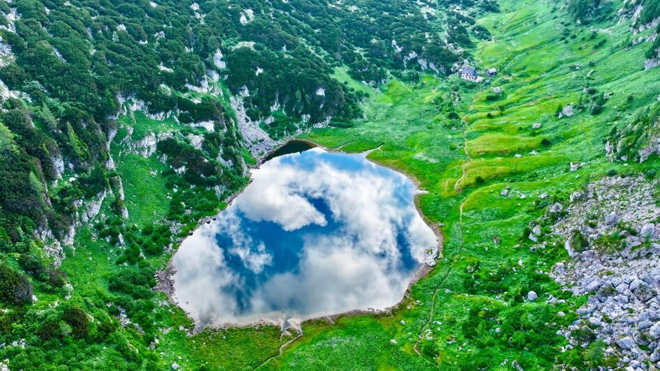 Pühringerhütte, Grundlsee, Luftaufnahme Elmsee und | © Pühringerhütte