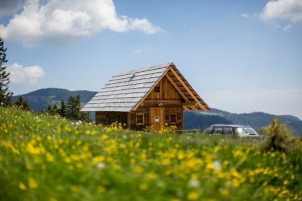 Almhütte_Panoramablick_Außenansicht_Sommer | © Salzstiegl Tourismus -Tom Lamm