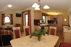 kitchen and living area