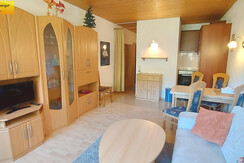 Wohn-Schlafraum Schlafcouch TV Essbereich