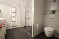 Badezimmer mit Dusche im Appartement