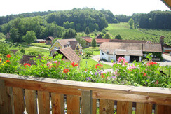 Urlaub am Bauernhof Aussicht vom Balkon Hofblick