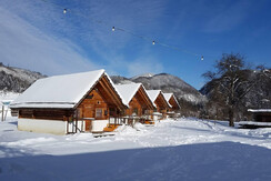 Blockhäuschen im Winter