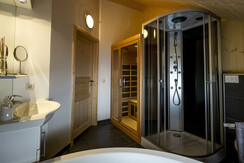 Custom shower system, and an infrared cabin.