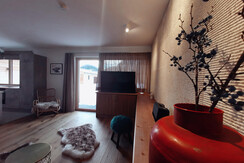 Chalet Tauplitz, Top 1, Wohnraum mit TV