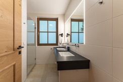 Bathroom with shower & double washbasin