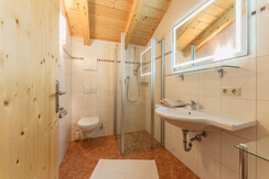 App. Green bathroom with shower and toilet