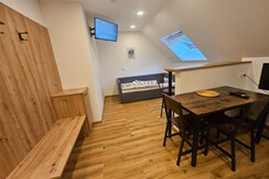 Wohn- und Schlafbereich mit ausziehbarem Bett