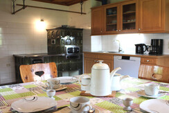 Haus Seeruhe, Grundlsee, Küche mit Tischherd