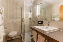 Hotel Hierzegger, mountain view double room, bathroom