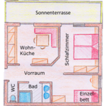 Bild von Apartment A/2 Schlafräume/Dusche, WC