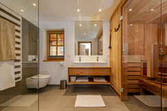 bathroom with sauna access