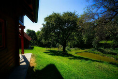 Blick zu den Fischteichen