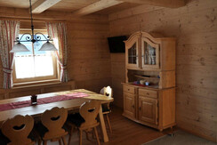 small Winkler hut, dining area with TV