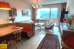 Wohn-Schlafraum Schlafcouch Essbereich TV