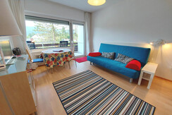 Wohn-Schlafraum Schlafcouch TV Essbereich