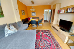 Wohn-Schlafraum Schlafcouch TV Essbereich