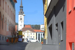 Blick von der Unterkunft auf den Hauptplatz