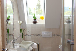 Sanitärbereich im Doppelzimmer des Winzerhof