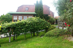 Ein Blick vom Weingarten zur Ferienanlage