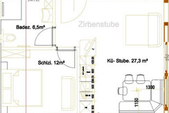 Maderebner "Zirbenstube" Raumaufteilung 