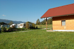 Terrasse und Blick vom Holzbungalow XXL