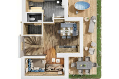 MONDI Chalets am Grundlsee Grundriss Chalet Ebene 