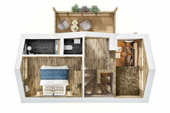 MONDI Chalets am Grundlsee Grundriss Chalet Ebene 