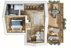 MONDI Chalets am Grundlsee Grundriss Chalet-Studio