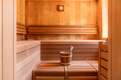 bathroom with sauna access
