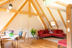 Wohnbereich im Apartment Linde bei der Teichwies'n